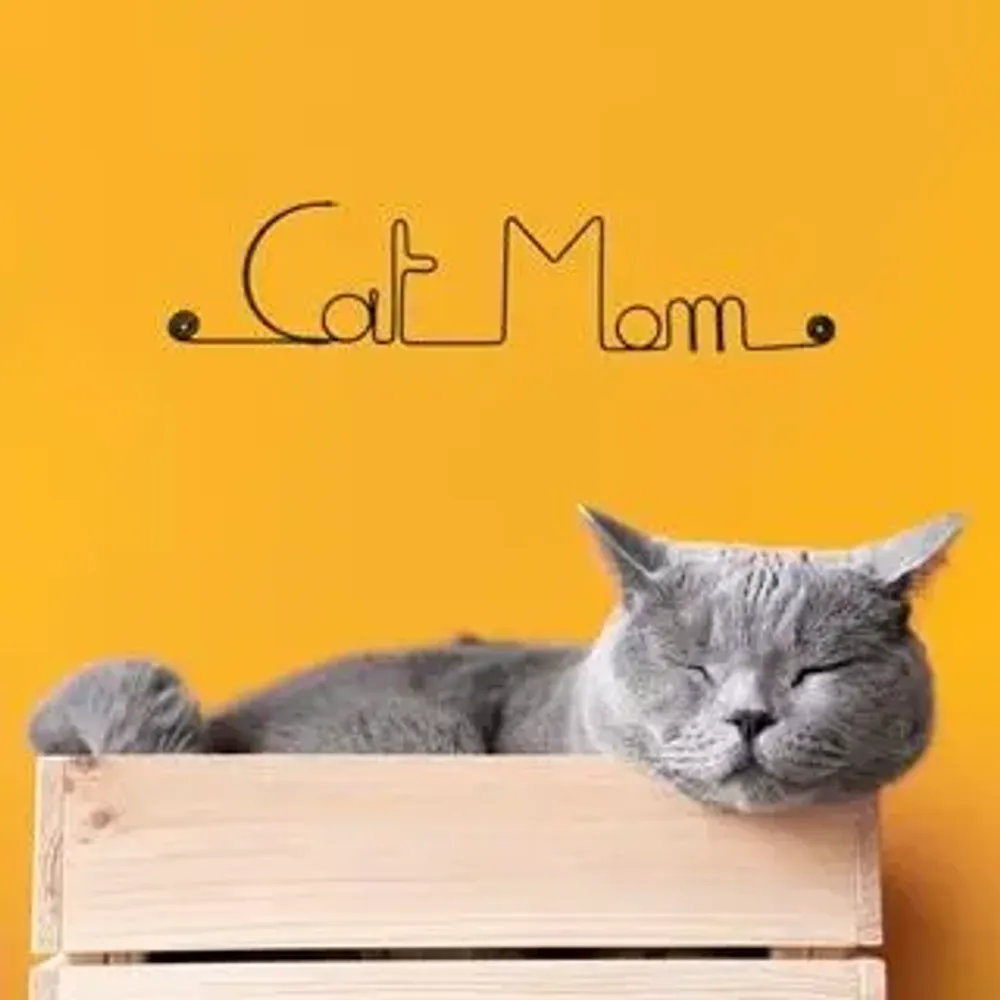 Cadeaux - Décoration Murale "Chat" en Fil de Fer "Cat Mom" - à punaiser - BIJOUX DE MUR