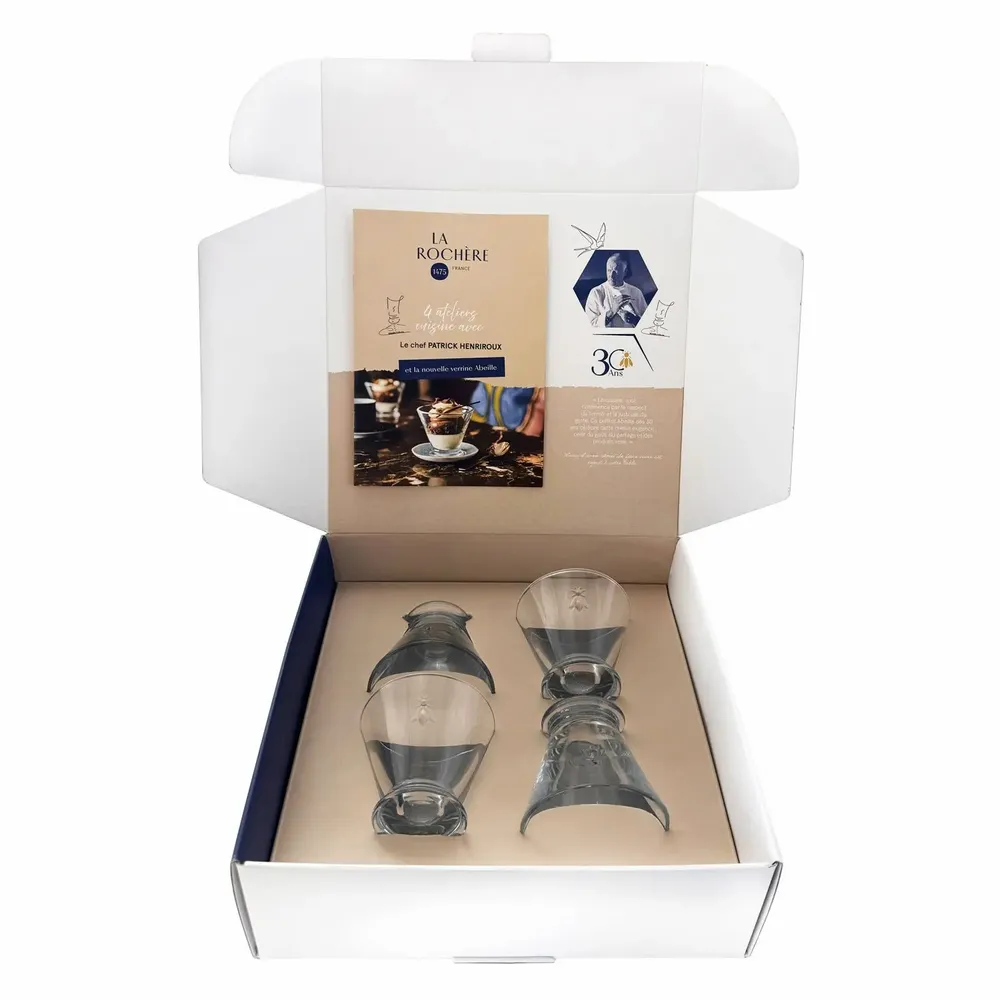 Bols - Set de 4 verrines ABEILLE + livret recettes du chef Patrick Henriroux - LA ROCHÈRE