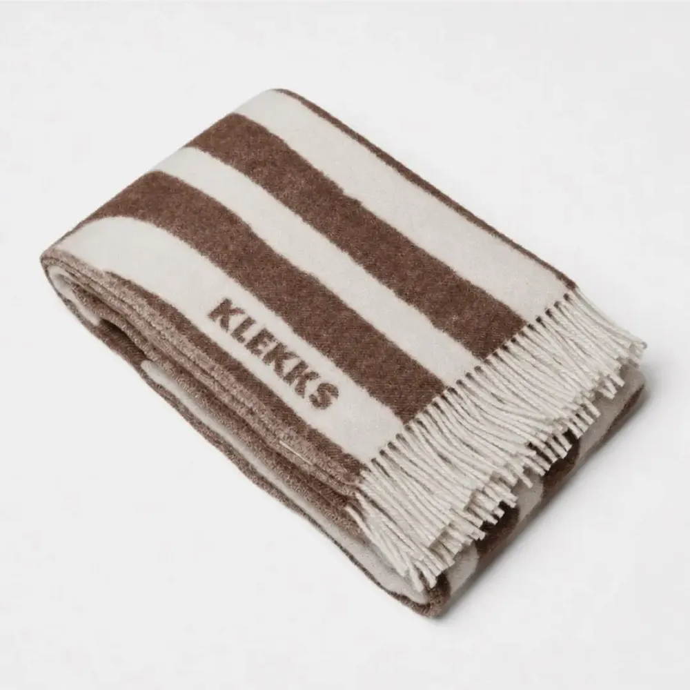 Plaids - Plaid en laine marron et blanc — KLEKKS NO. 34 - KLEKKS