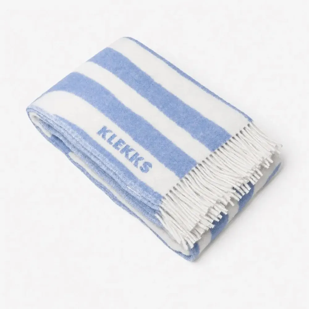Plaids - Plaid en laine bleu clair et blanc — KLEKKS NO. 34 - KLEKKS