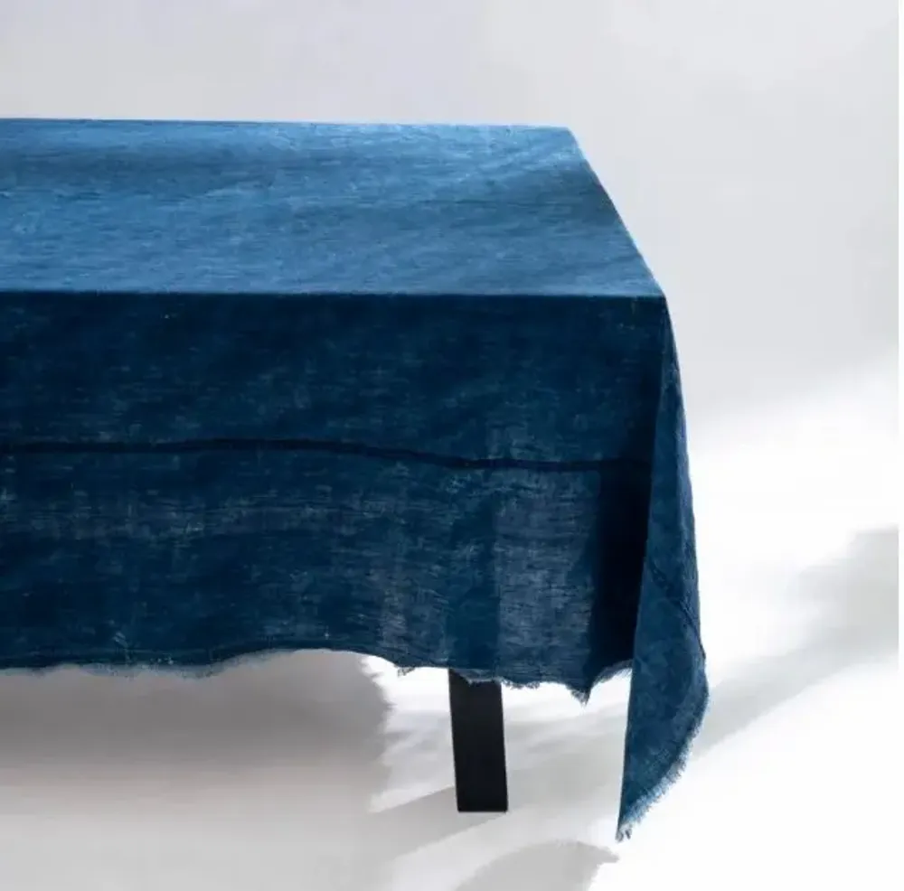 Christmas table settings - Linen Mud Dye Kantha Table Cover - MAISON MIEKO