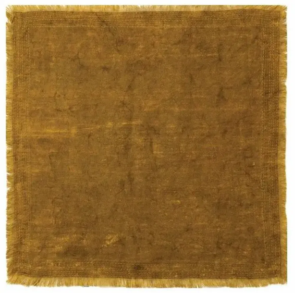 Linge de table textile - Serviette Kantha en lin faite à la main avec teinture à la boue (lot d - MAISON MIEKO