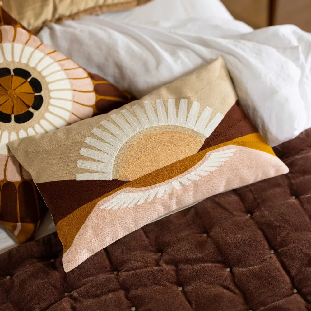 Coussins - Coussin brodé Eol Naturel 30 x 50 - MAISON VIVARAISE - SDE VIVARAISE WINKLER