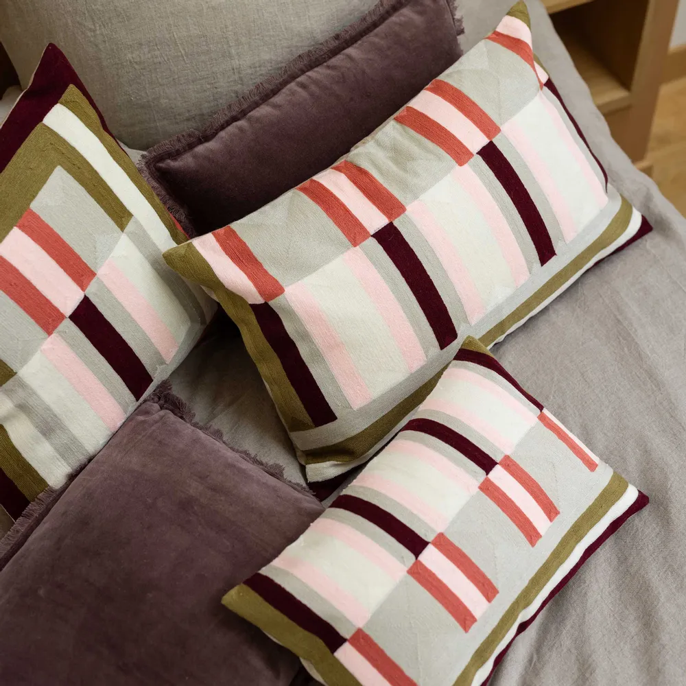 Cushions - Embroidered cushion Jason Mousse 30 X 50 - MAISON VIVARAISE - SDE VIVARAISE WINKLER