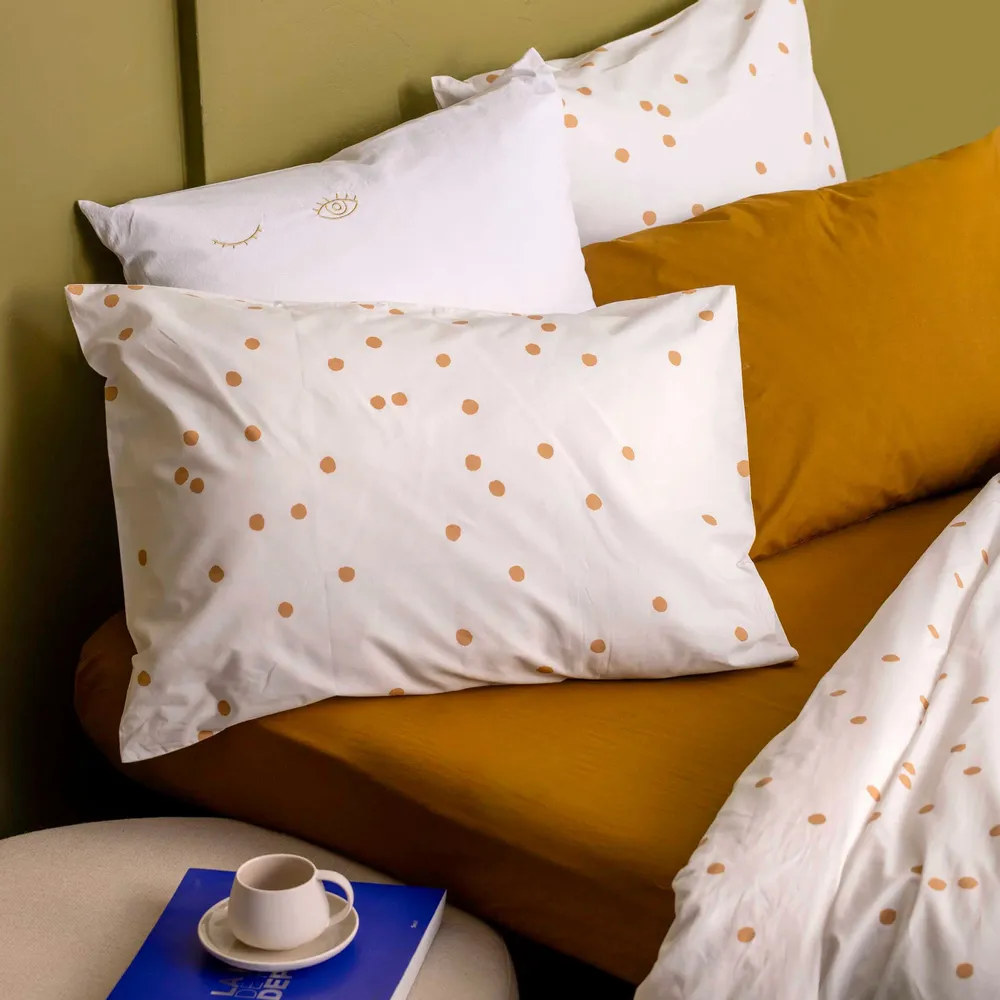 Linge de lit - Taie d'oreiller Odette Milk/Bronze 50 x 70 - LA CERISE SUR LE GATEAU