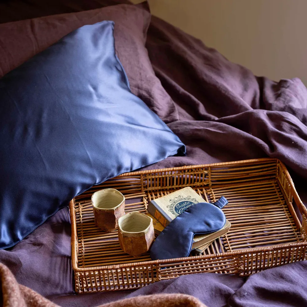 Bed linens - Silk Pillowcase Ashley Cobalt 50 X 75 - MAISON VIVARAISE - SDE VIVARAISE WINKLER