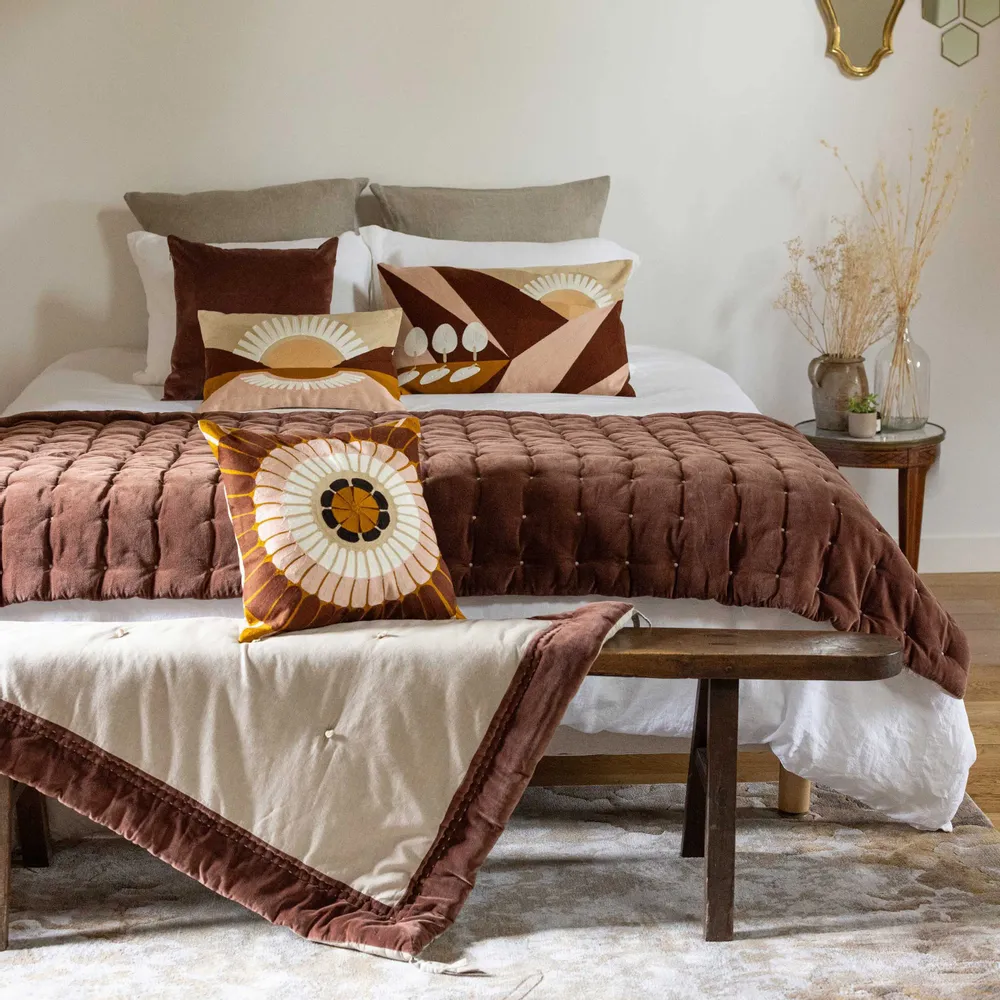 Coussins - Coussin uni Elise Tabac 30 x 50 - MAISON VIVARAISE - SDE VIVARAISE WINKLER