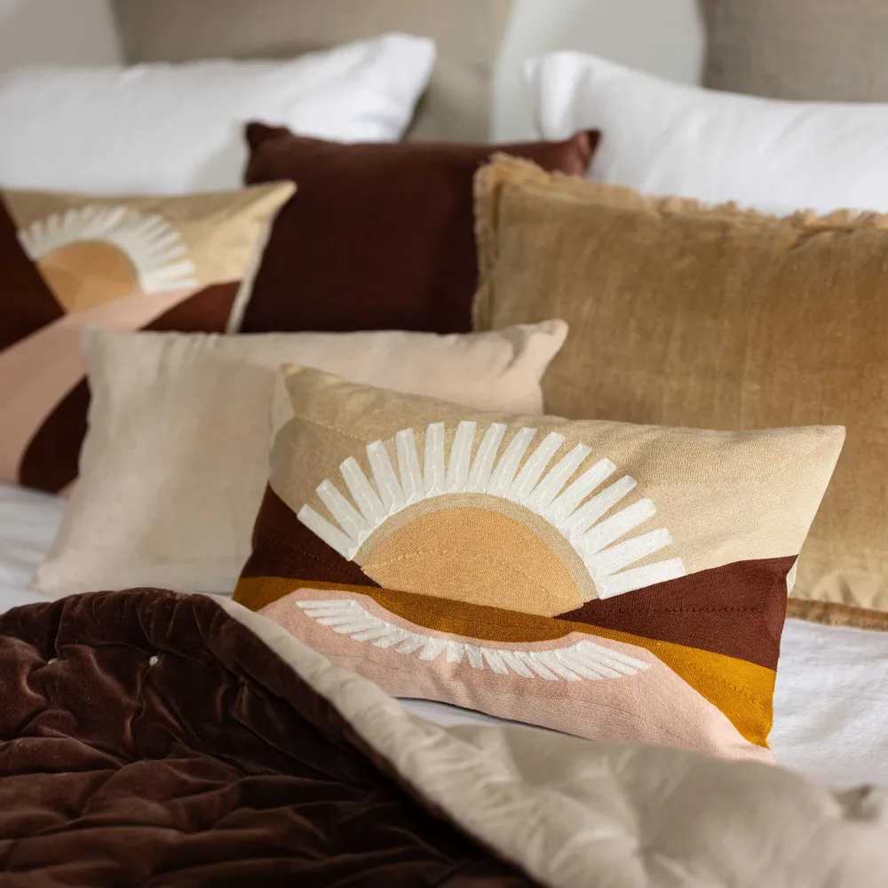 Linge de lit - Chemin de lit uni Elise Tabac 90 x 240 - MAISON VIVARAISE - SDE VIVARAISE WINKLER