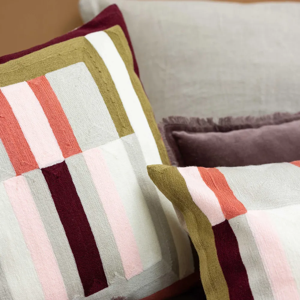 Cushions - Embroidered Cushion Jason Mousse 45 X 45 - MAISON VIVARAISE - SDE VIVARAISE WINKLER