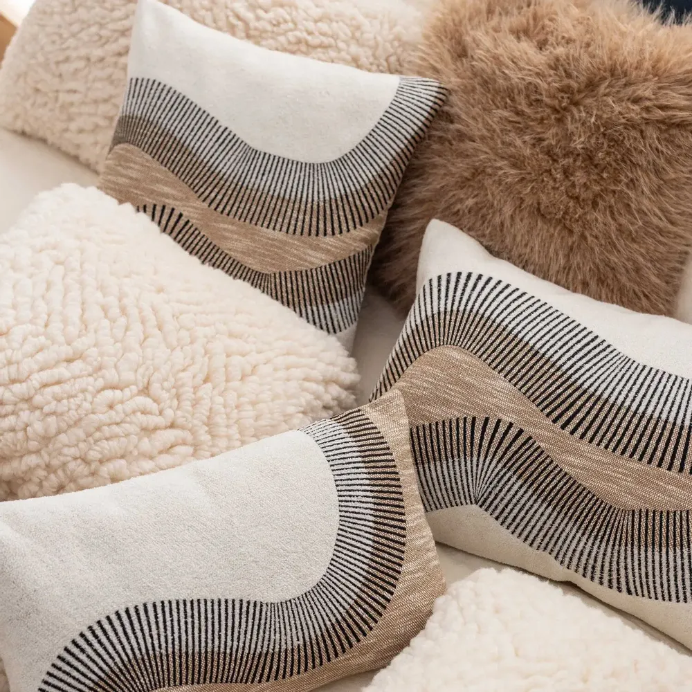 Cushions - Embroidered cushion Hiro Naturel/Galet 30 X 50 - MAISON VIVARAISE - SDE VIVARAISE WINKLER