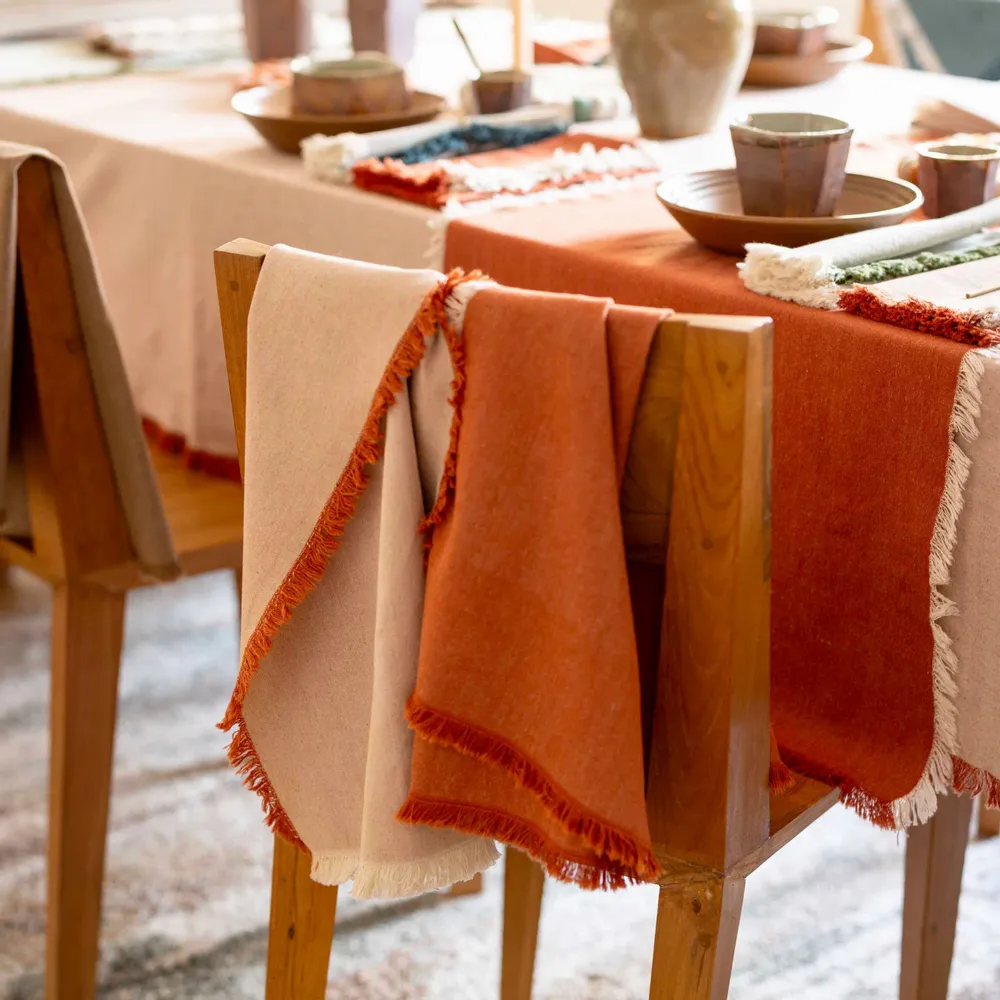 Dish towels - Recycled Kitchen towel Kalea Naturel/Rouille 50 X 70 - MAISON VIVARAISE - SDE VIVARAISE WINKLER