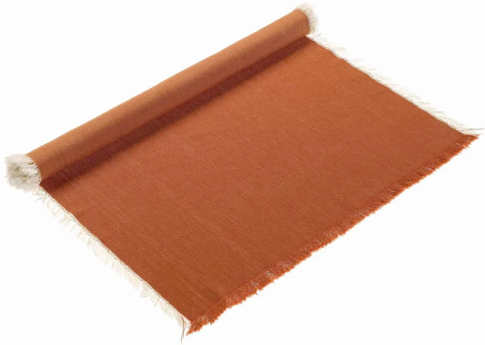 Linge de table textile - Chemin de table recyclée Kalea Rouille 50 x 150 - MAISON VIVARAISE - SDE VIVARAISE WINKLER