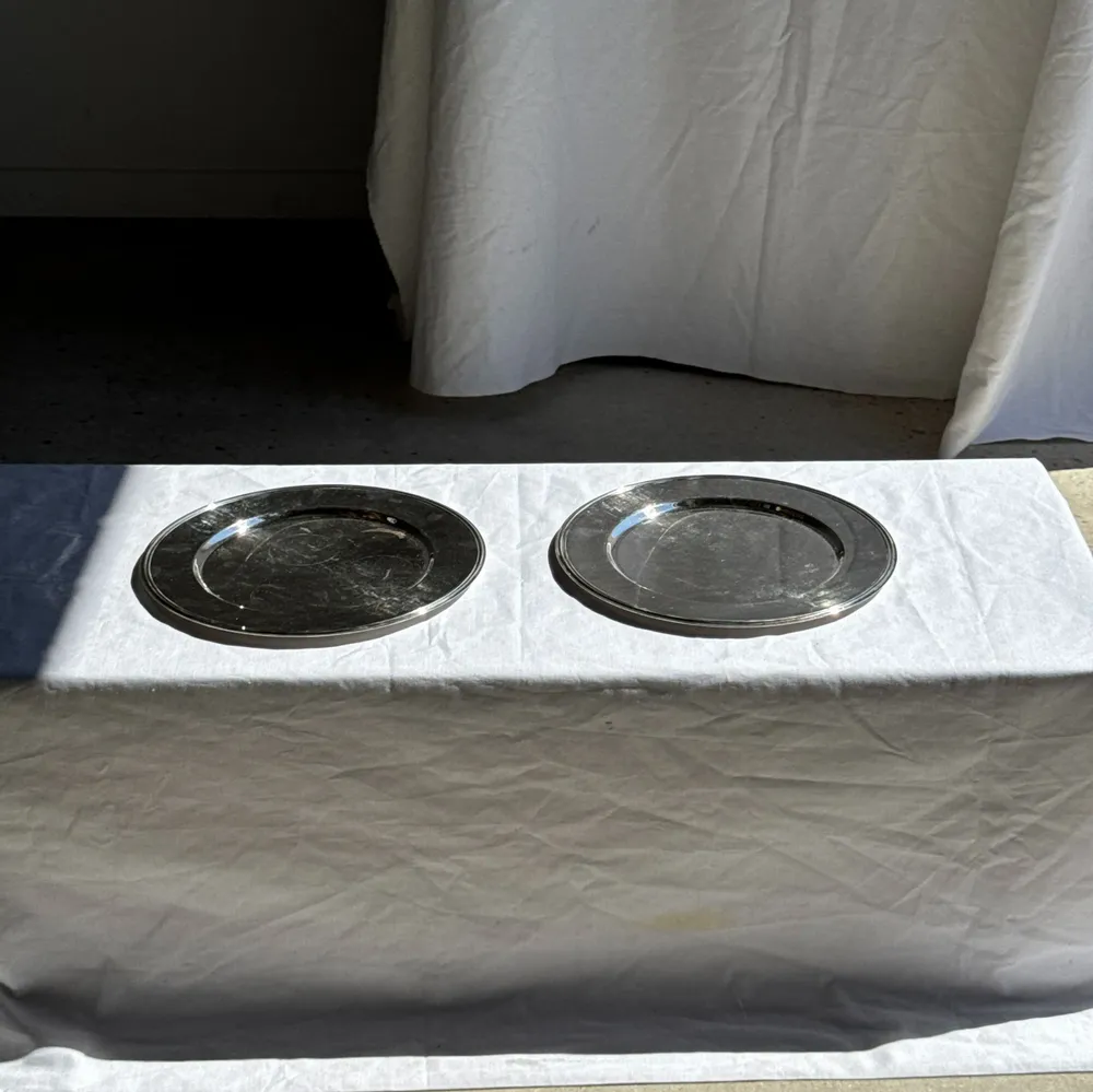 Plats et saladiers - Plateau rond vintage en métal argenté D30 H2 - OFFICE OBJETS