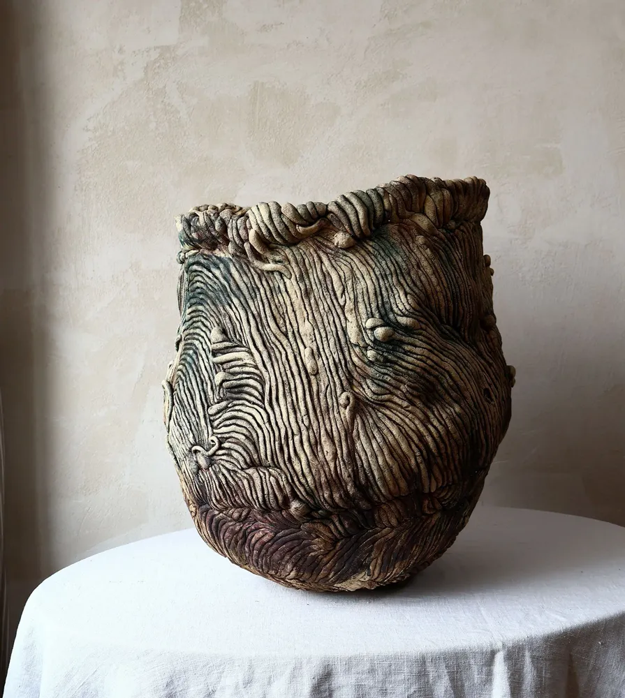 Ceramic - Carved Ceramic Vase with Organic Forms - WOJCIECH DZIENNIAK ART