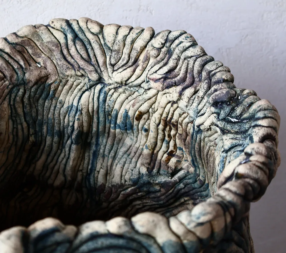 Ceramic - Carved Ceramic Vase with Organic Forms - WOJCIECH DZIENNIAK ART