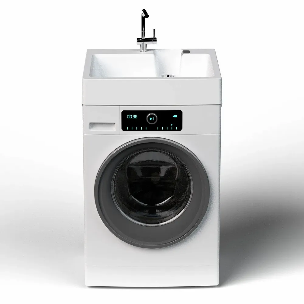 Lavabos - Mongardi : Supera, Bac gain de place en résine, Installable sur le lave-linge, Résistant aux acides, Facile à monter, Pré-perçable pour installer un robinet, 60L × 60P × 11H cm, Blanc - MONGARDI