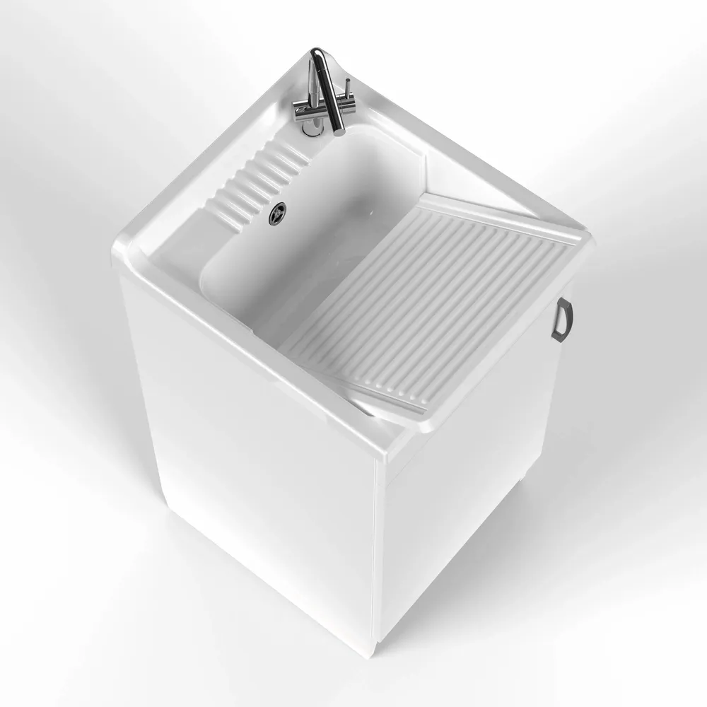 Lavabos - Mongardi : Meuble évier-lavoir en bois avec bac en résine, Pré-perçable pour installer un robinet, Résistant aux acides, Intérieur, 45L × 50P × 85H cm, Blanc - MONGARDI