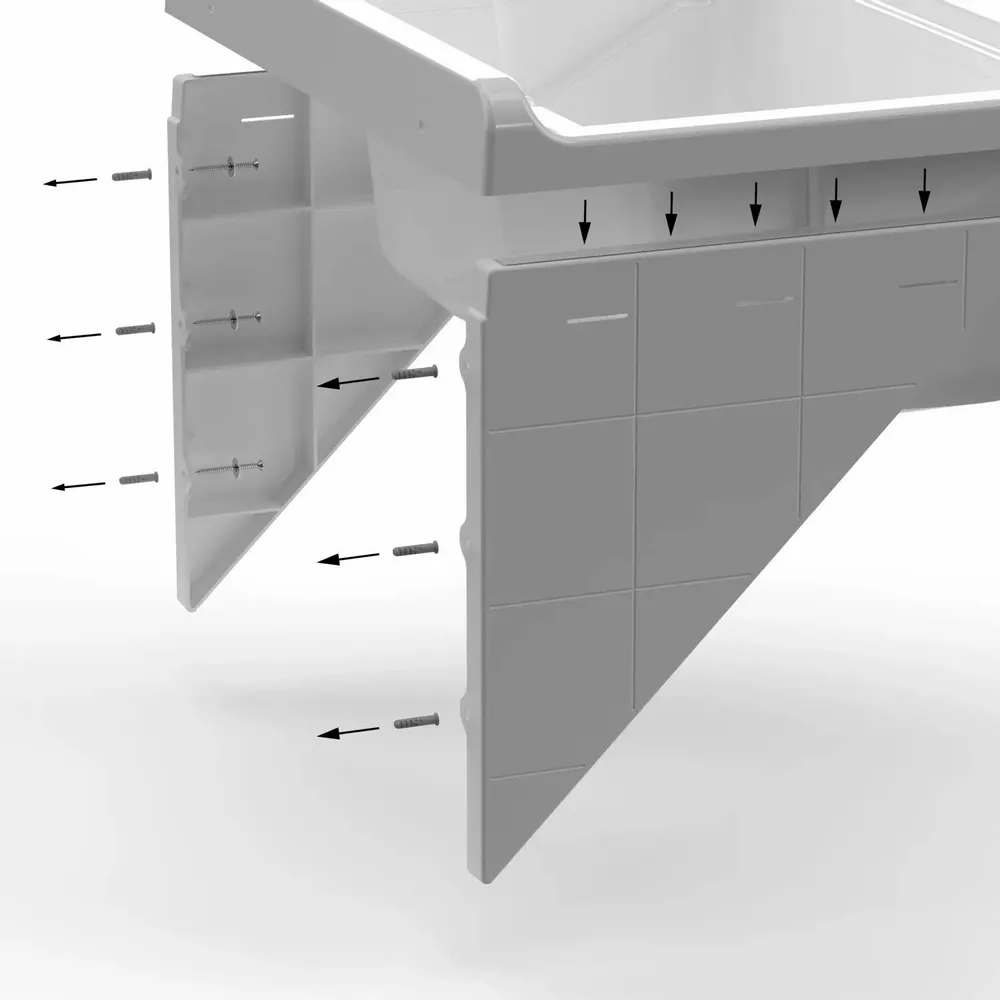 Lavabos - Mongardi : Bac en résine avec supports de fixation murale, Résistant aux acides, Intérieur et Extérieur, 61L × 51P × 26H cm, Blanc - MONGARDI