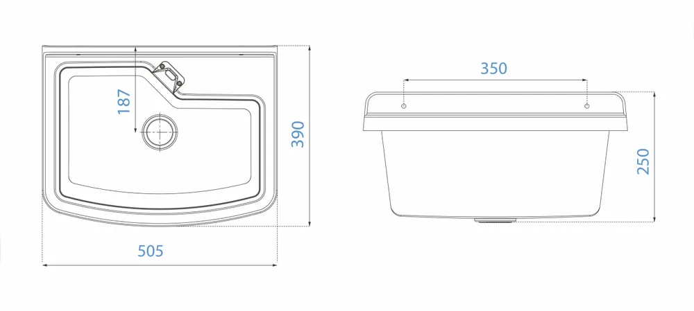Lavabos - Mongardi : Évier multifonction Linea Vela en résine, Fixation murale, Résistant aux acides, Intérieur et Extérieur, 50L × 39P × 24H cm, Blanc - MONGARDI