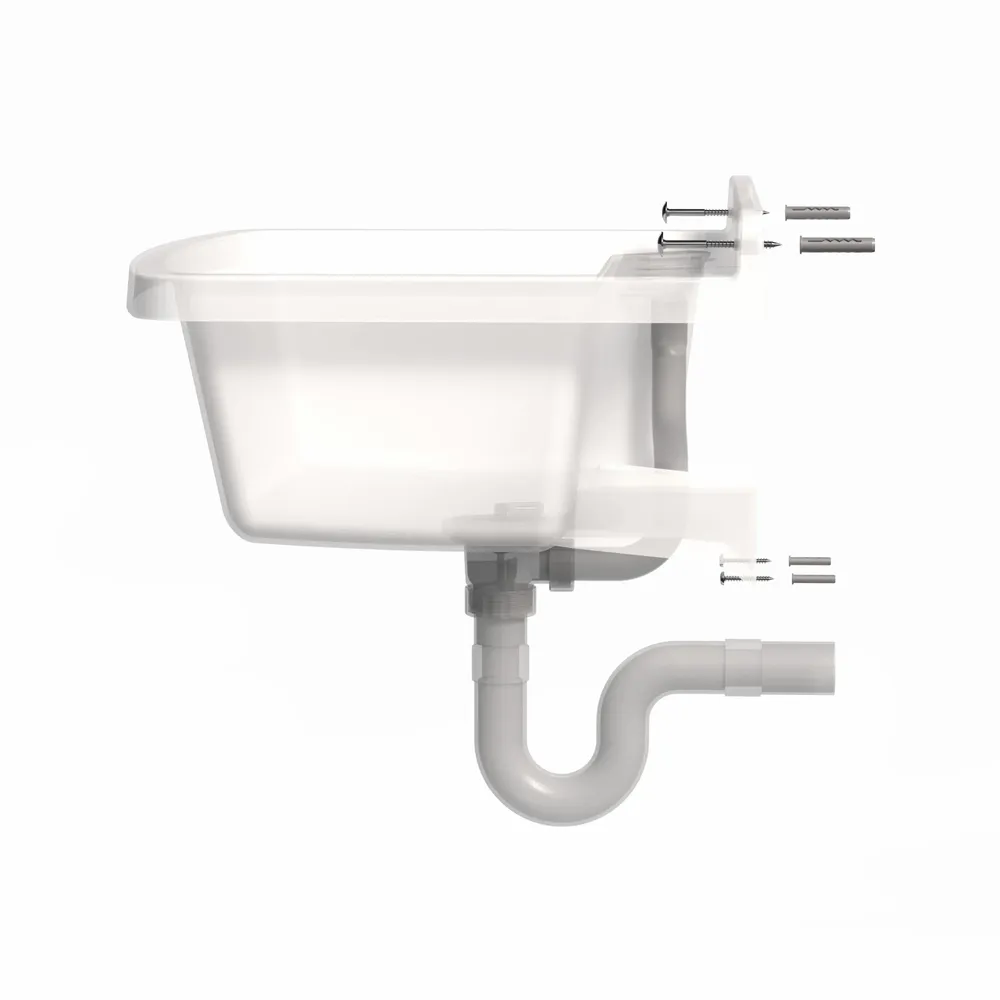 Lavabos - Mongardi : Évier multifonction Linea Vela en résine, Fixation murale, Résistant aux acides, Intérieur et Extérieur, 50L × 39P × 24H cm, Blanc - MONGARDI