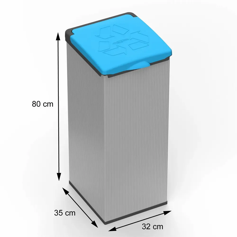 Etagères - Mongardi : Porte-sac 4'Otto en résine, Facile à monter, Modulaire, Avec couvercle et cadre de maintien du sac, Adapté aux sacs de 80 à 110 L, 32L × 35P × 80H cm, Gris et Bleu - MONGARDI