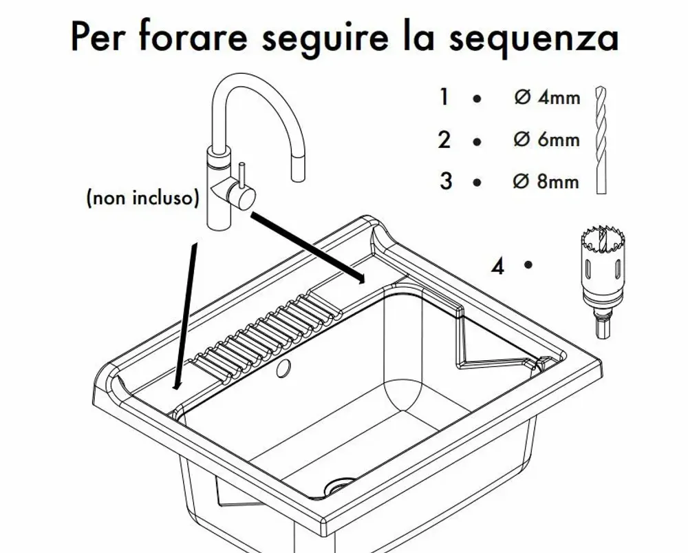 Lavabos - Mongardi : Meuble évier-lavoir en bois avec bac en résine, Pré-perçable pour installer un robinet, Résistant aux acides, Intérieur, 60L × 50P × 85H cm, Gris Manhattan - MONGARDI