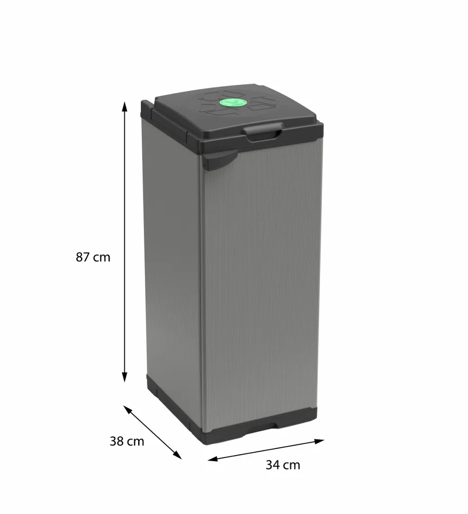 Shelves - Mongardi: Mono Resin Bag Holder Cabinet, Easy to Assemble, One Door, With Lid and Bag Retaining Frame, Suitable for 80–110 L Bags, 34W × 38D × 87H cm, Black and Grey - MONGARDI