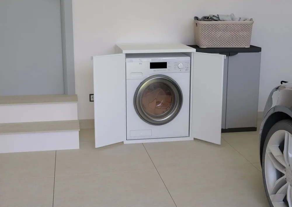 Lavabos - Mongardi : Housse pour lave-linge en résine, Universelle, Facile à monter, Intérieur et Extérieur, 68,5L x 64,5P x 88H cm, Blanc - MONGARDI