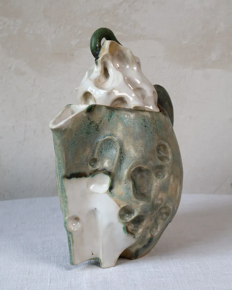 Ceramic - Sculpted Ceramic Jug with a lid - WOJCIECH DZIENNIAK ART