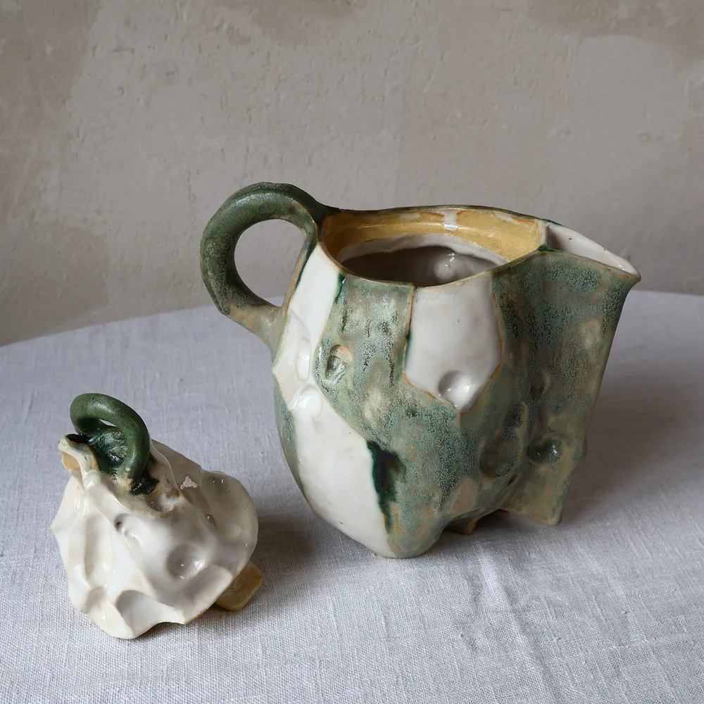 Ceramic - Sculpted Ceramic Jug with a lid - WOJCIECH DZIENNIAK ART