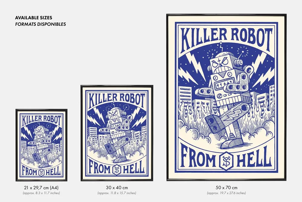 Affiches - Affiche "Killer Robot" - Format 50x70 cm, 30x40cm ou A4 - YEAAAH! STUDIO