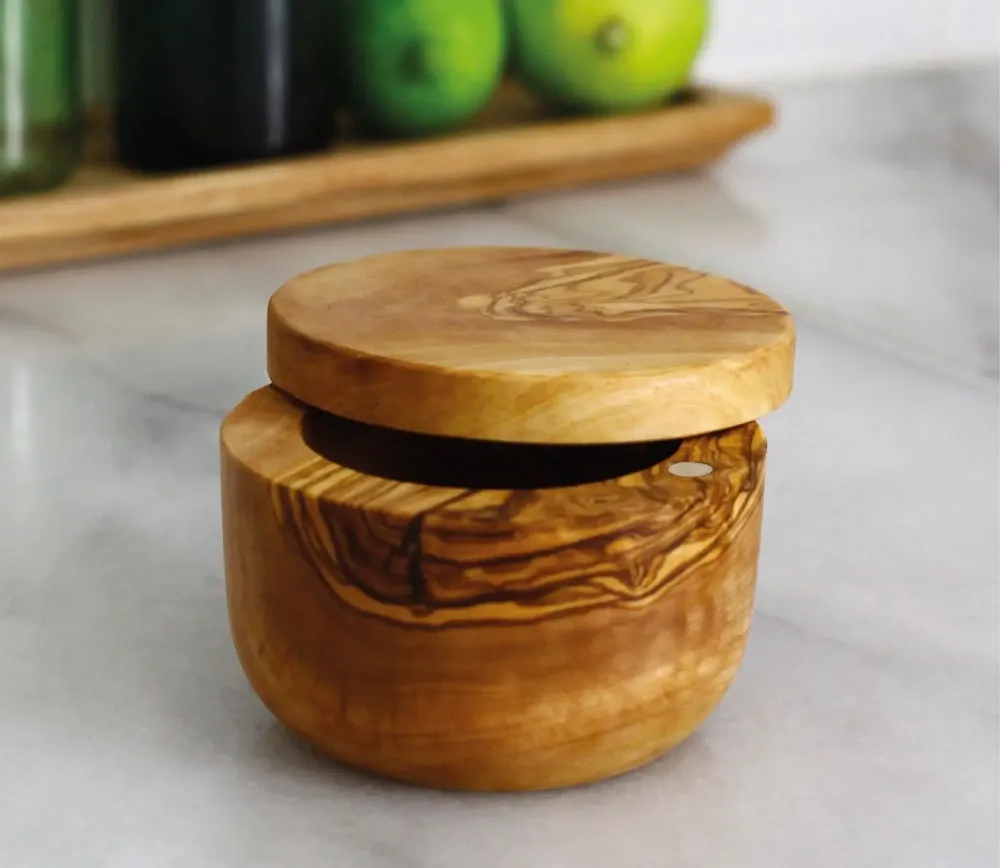 Moulins à épices - Olive wood magnetic salt keeper - TREESANI FRANCE