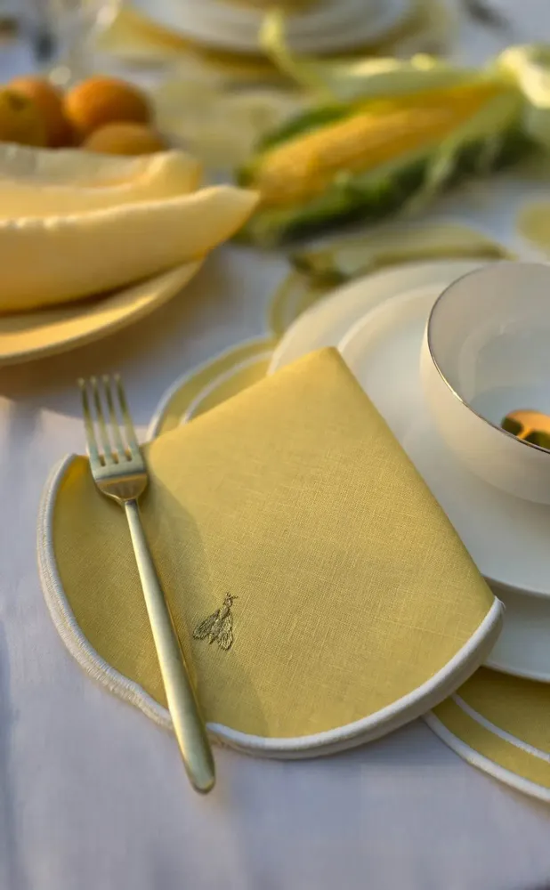 Linge de table textile - ABEILLE - serviette, set de table et dessous de verre - ARTIPARIS
