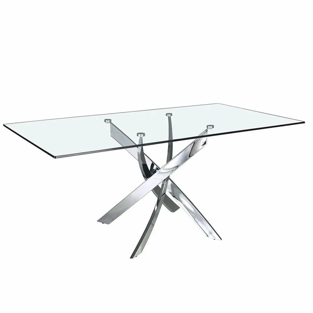 Dining Tables - Rectangular tempered glass and chrome-plated steel dining table - ANGEL CERDÁ