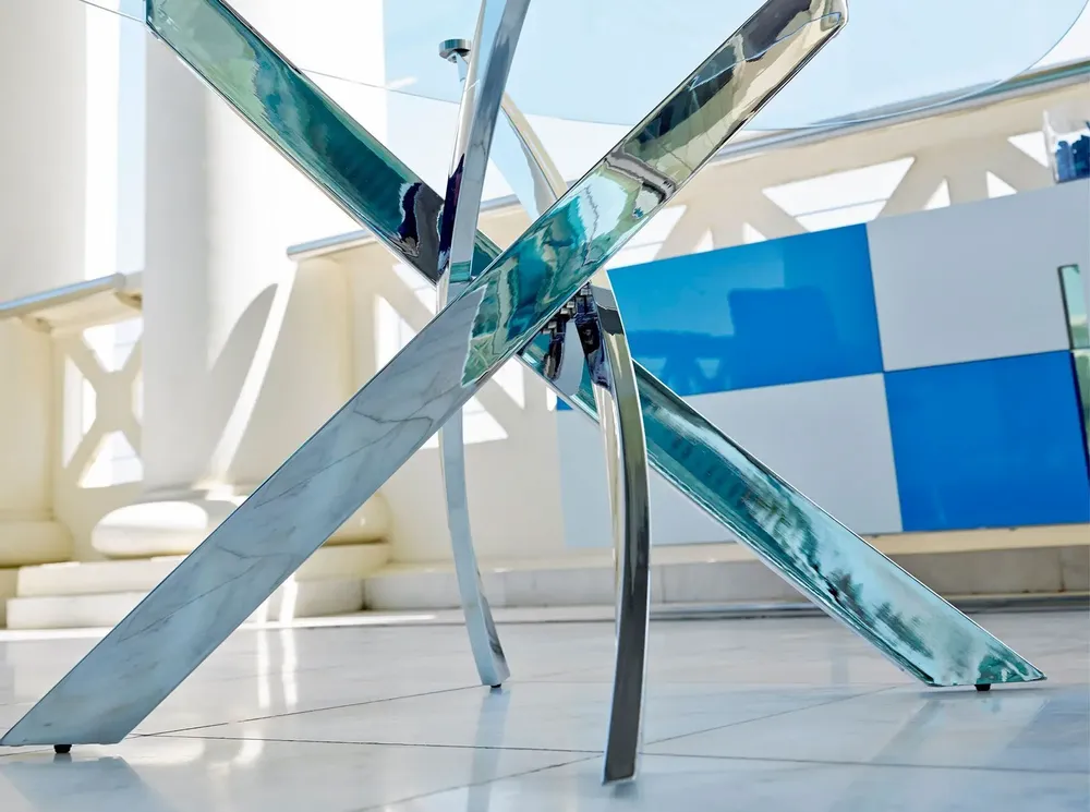 Dining Tables - Rectangular tempered glass and chrome-plated steel dining table - ANGEL CERDÁ