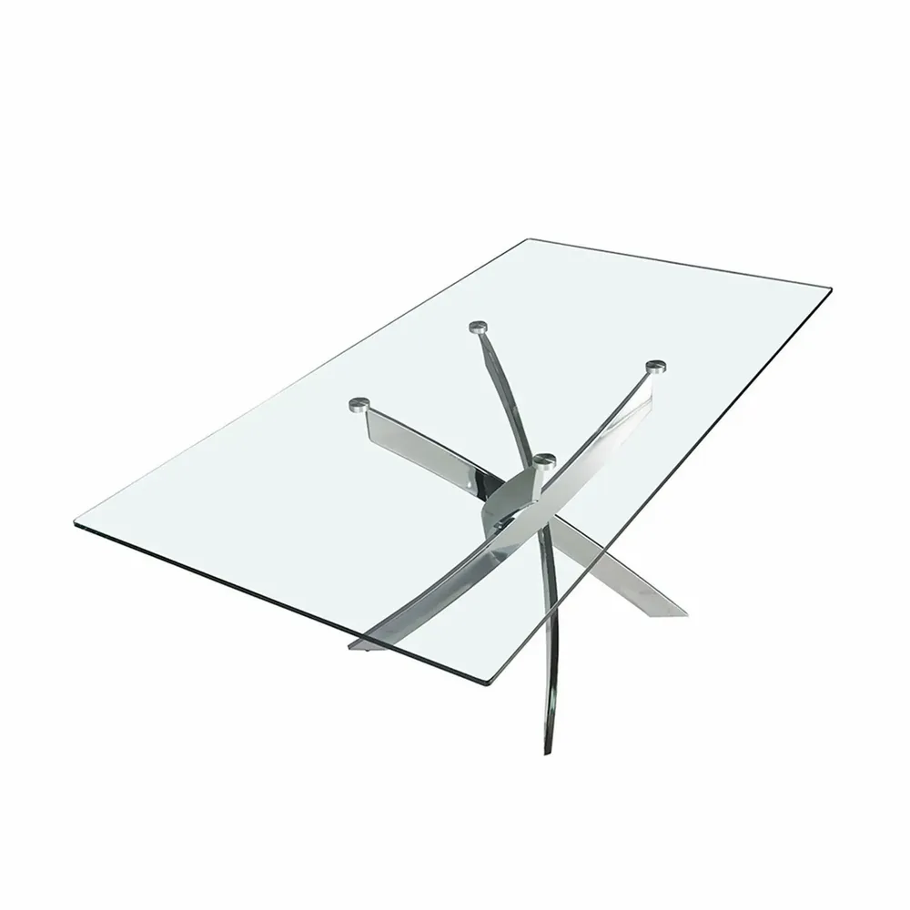 Dining Tables - Rectangular tempered glass and chrome-plated steel dining table - ANGEL CERDÁ