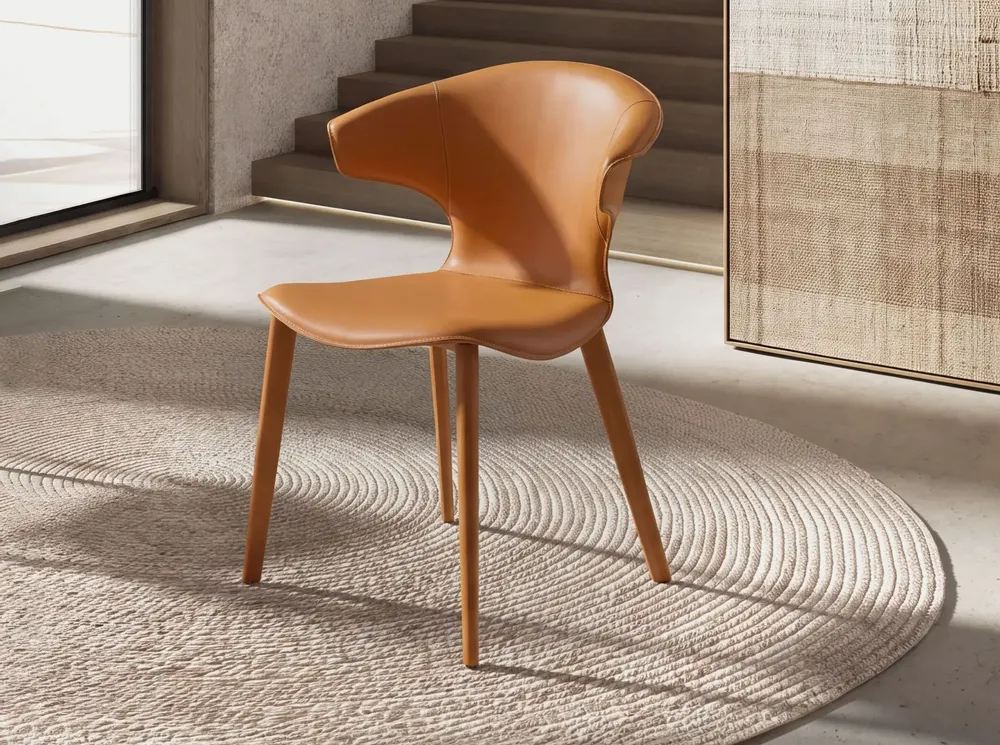 Chairs - Chair in orange regenerated leather - ANGEL CERDÁ