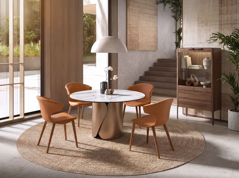 Chairs - Chair in orange regenerated leather - ANGEL CERDÁ