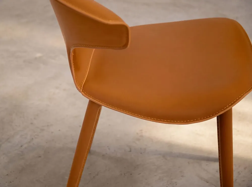 Chairs - Chair in orange regenerated leather - ANGEL CERDÁ