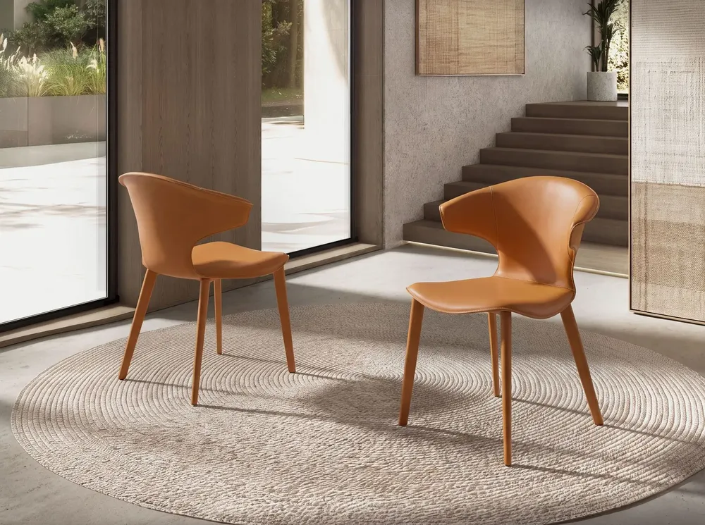 Chairs - Chair in orange regenerated leather - ANGEL CERDÁ