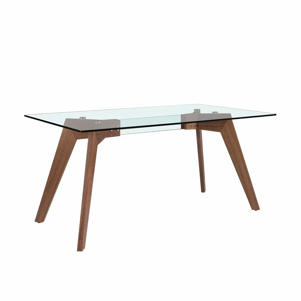 Tables Salle à Manger - Table à manger rectangulaire verre trempé et noyer - ANGEL CERDÁ