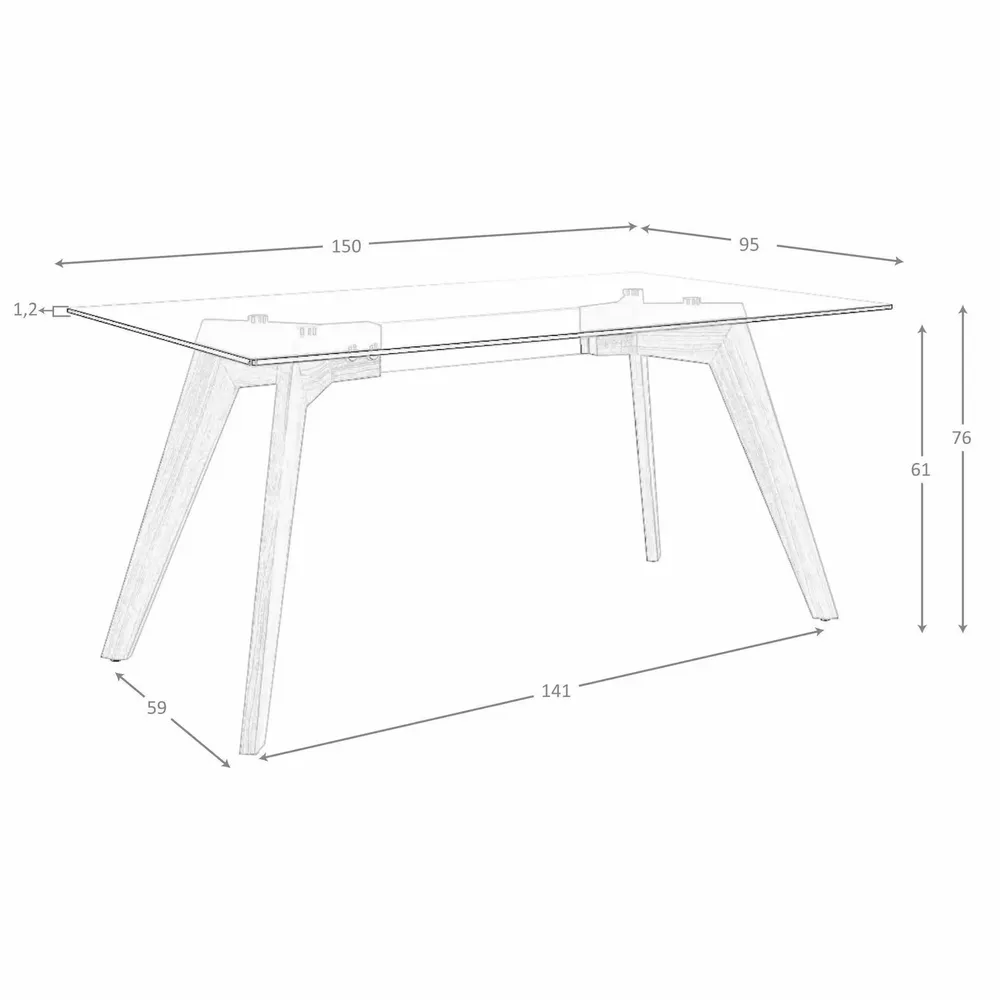Tables Salle à Manger - Table à manger rectangulaire verre trempé et noyer - ANGEL CERDÁ