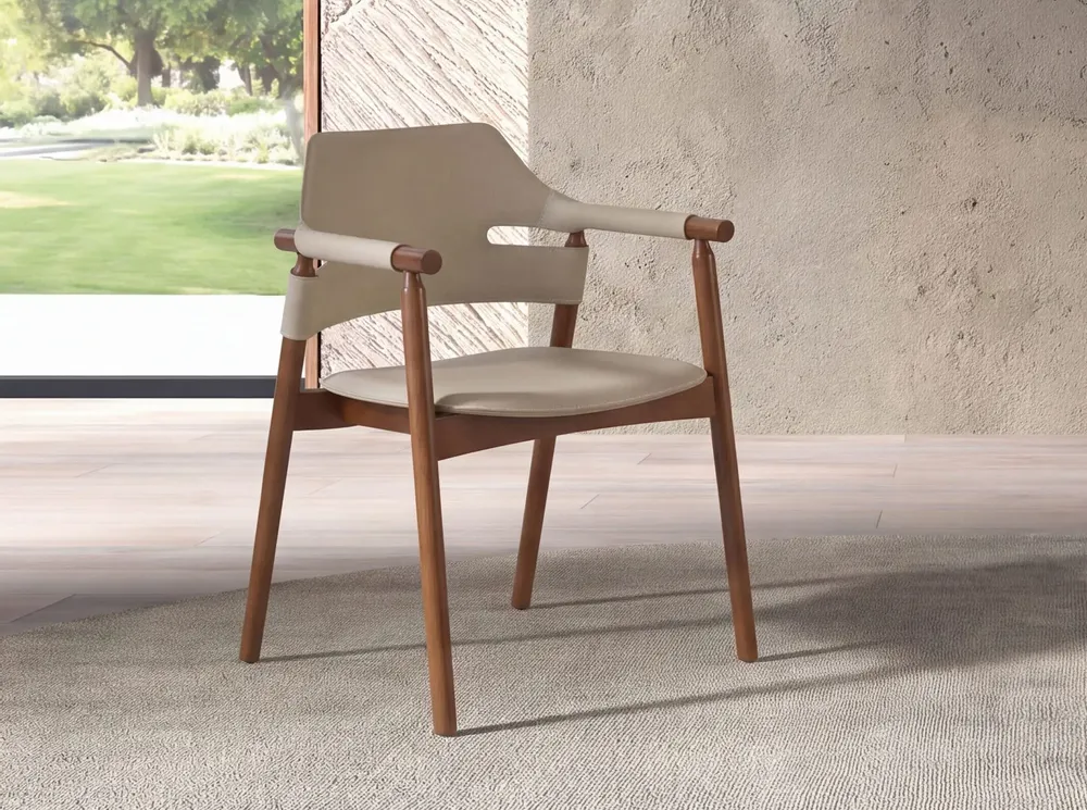 Chairs - Chair in sand-coloured regenerated leather - ANGEL CERDÁ