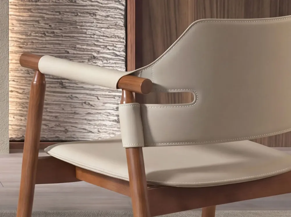 Chairs - Chair in sand-coloured regenerated leather - ANGEL CERDÁ