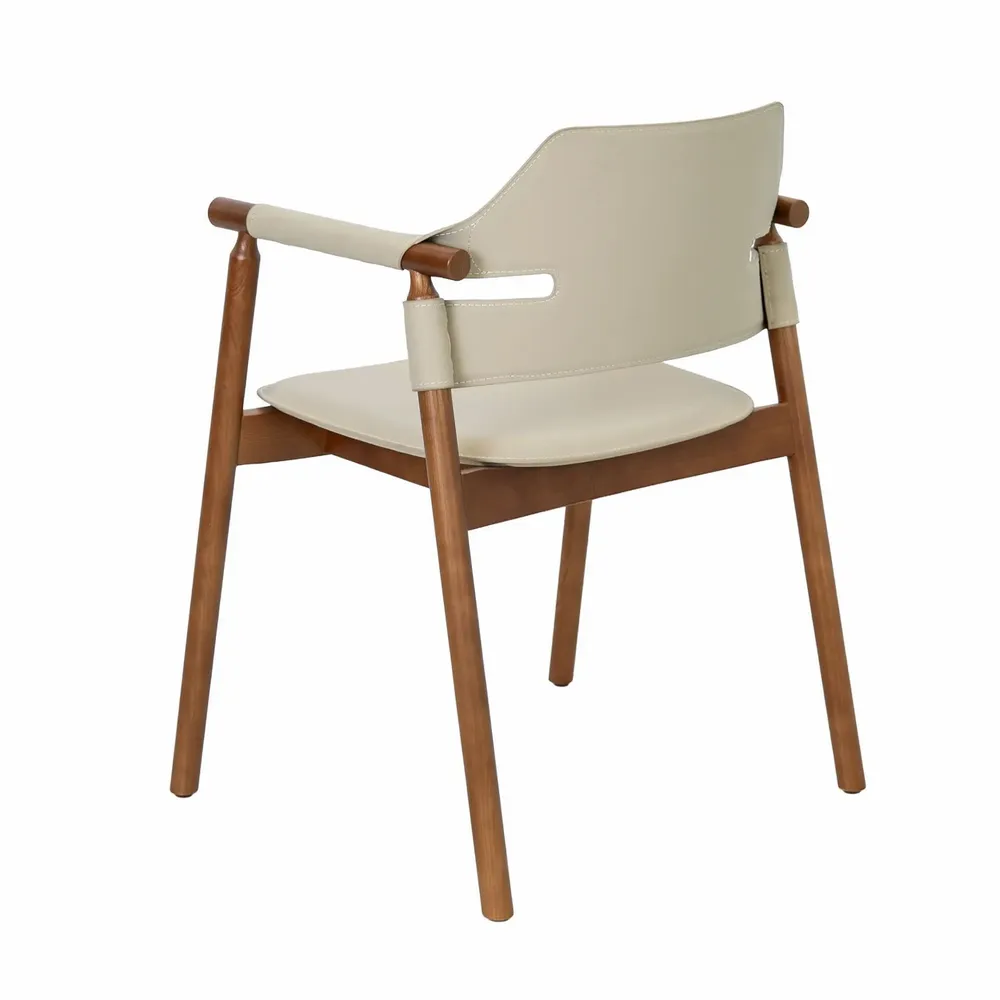 Chairs - Chair in sand-coloured regenerated leather - ANGEL CERDÁ