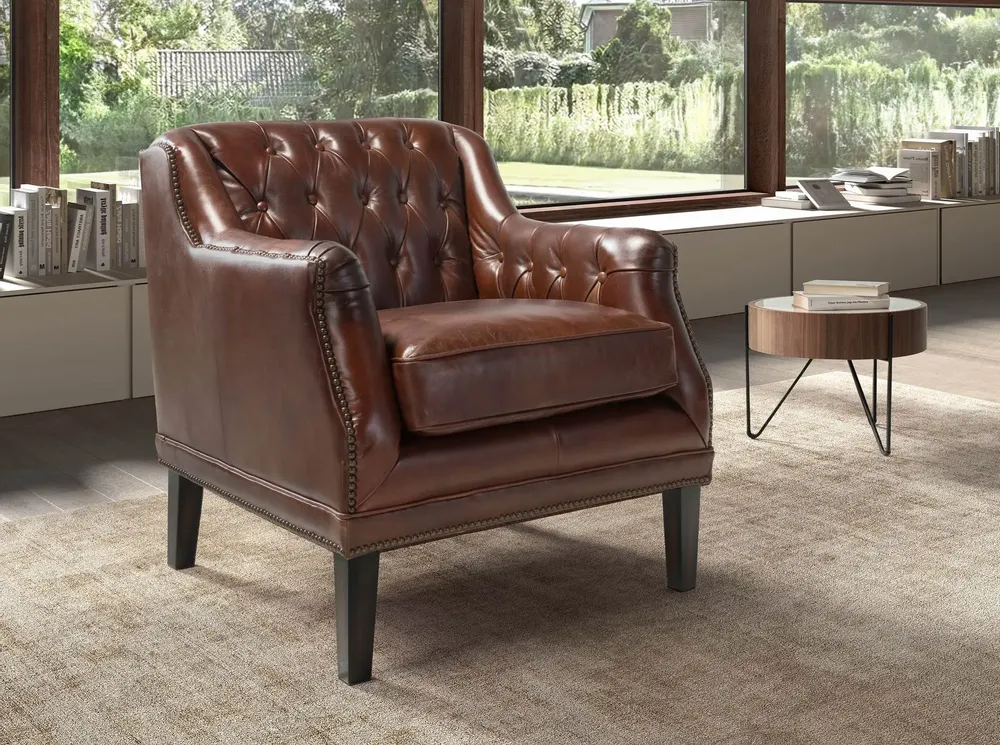 Fauteuils - Fauteuil Chester en cuir marron cognac - ANGEL CERDÁ