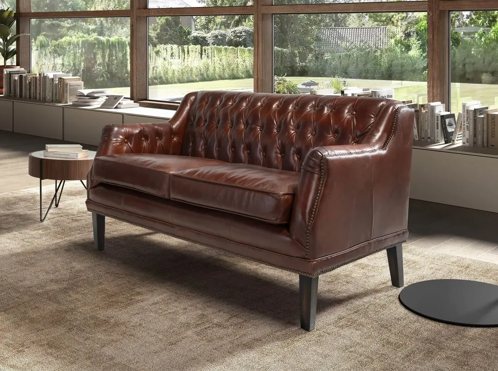 Sofas - 2-seater Chester sofa in cognac brown leather - ANGEL CERDÁ