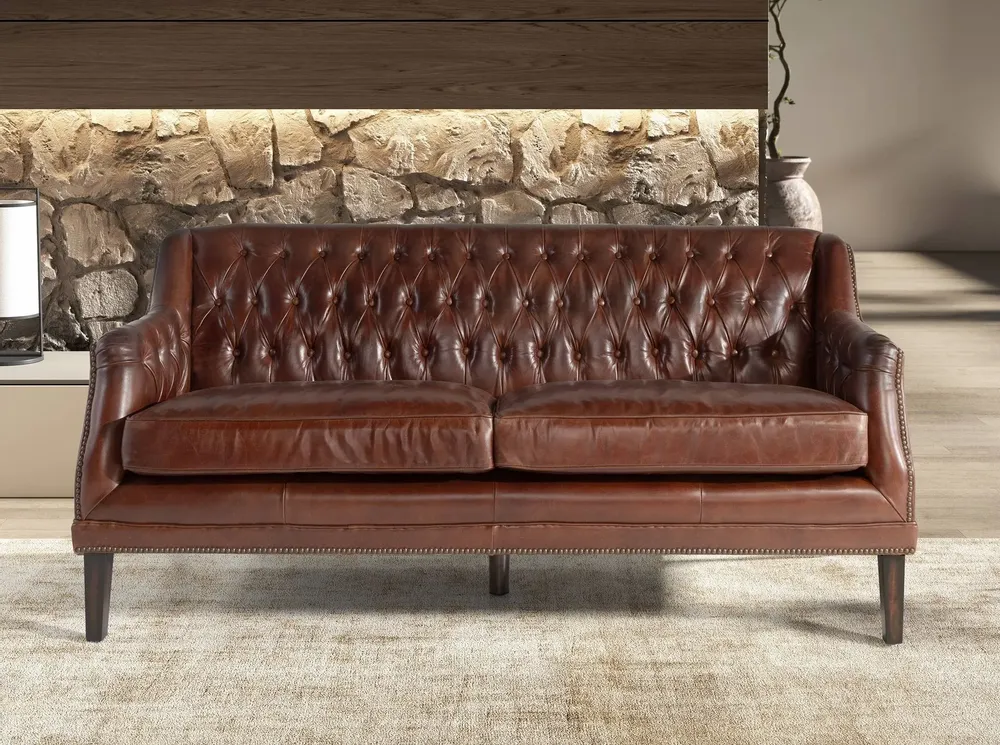 Sofas - 3-seater Chester sofa in cognac brown leather - ANGEL CERDÁ