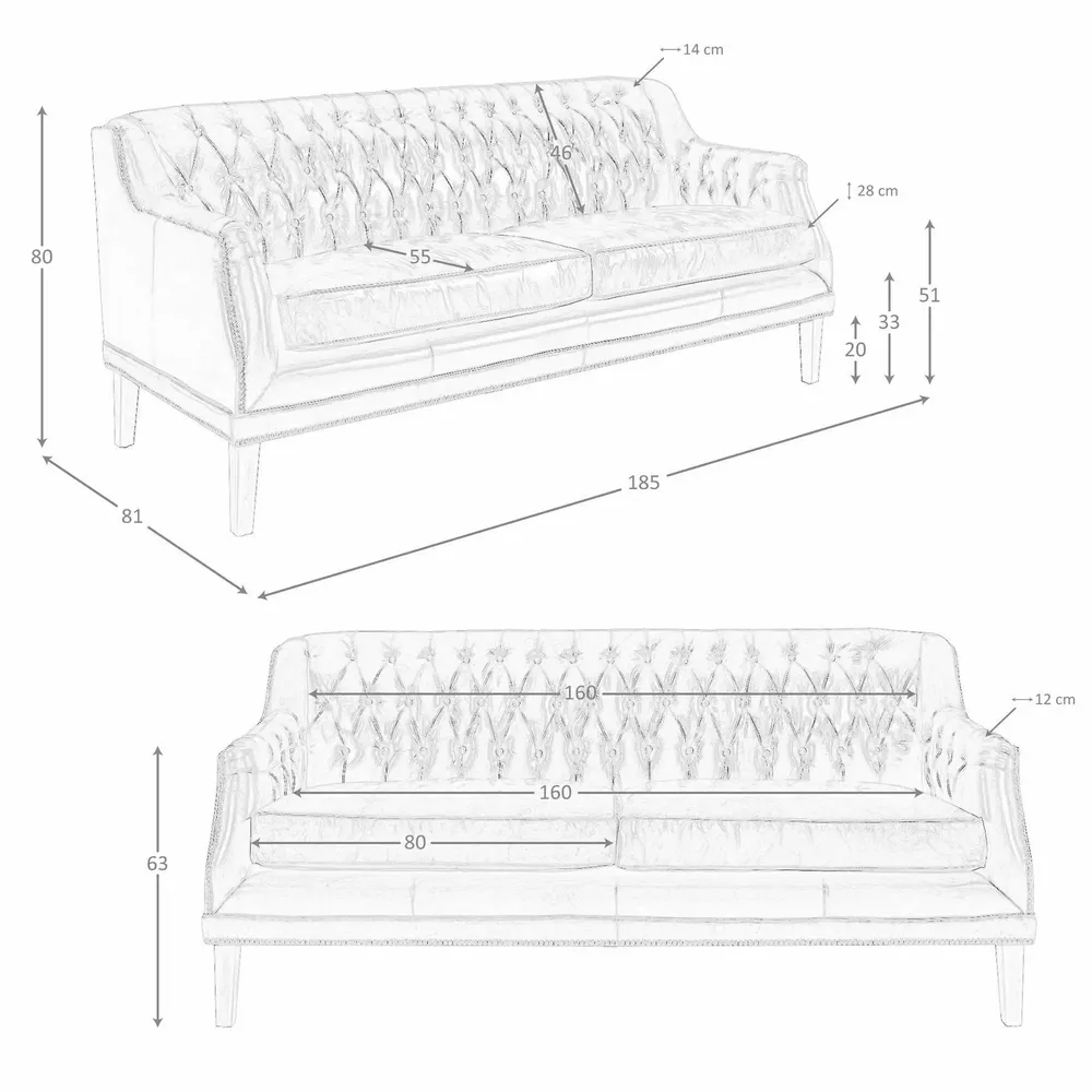 Sofas - 3-seater Chester sofa in cognac brown leather - ANGEL CERDÁ