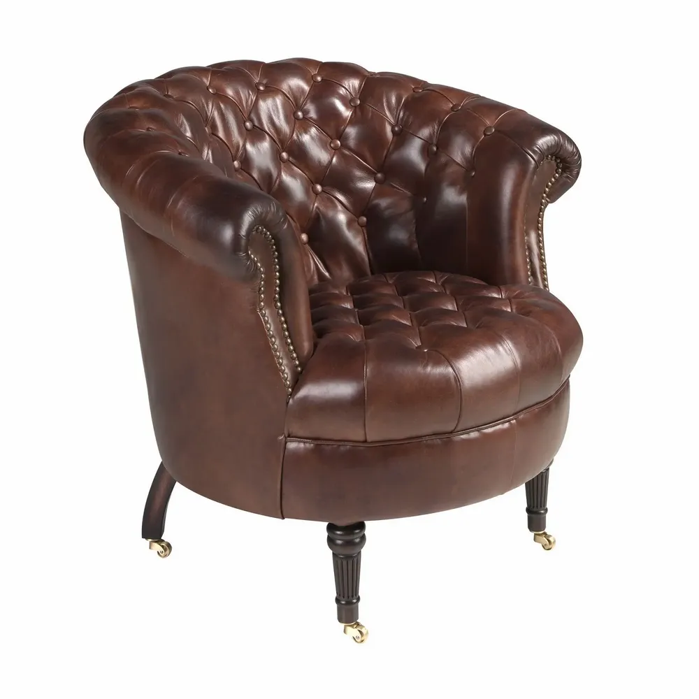 Fauteuils - Fauteuil Chester en cuir marron cognac - ANGEL CERDÁ